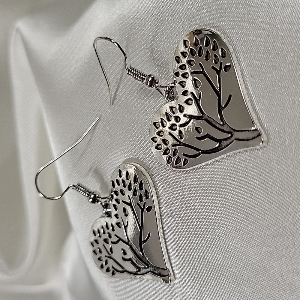 Nature's Beauty Heart and Tree Drop Earrings - Picture 5 of 6